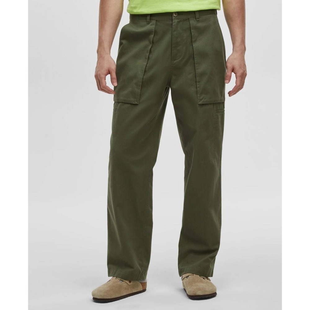 Mode of One Mens Relaxed Fit Cargo Pants Wild Ivy Green Straight Leg Size 38X30